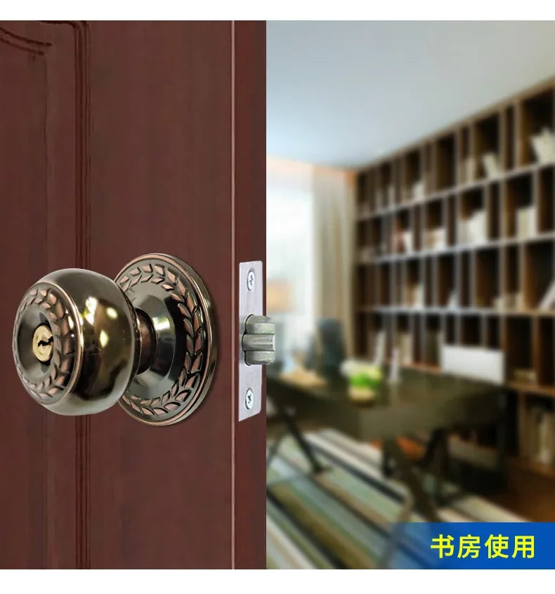 Stainless Round Door Knobs Rotation Lock Knobset Handle