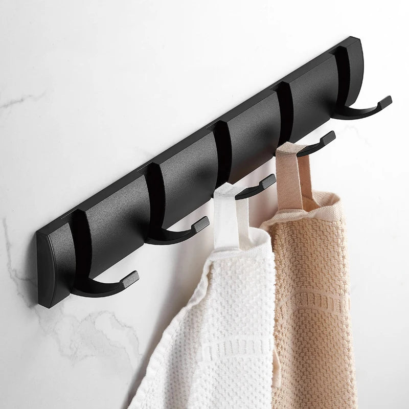 Black Golden Folding Robe Hooks Towel Hanger Nail Free Installation