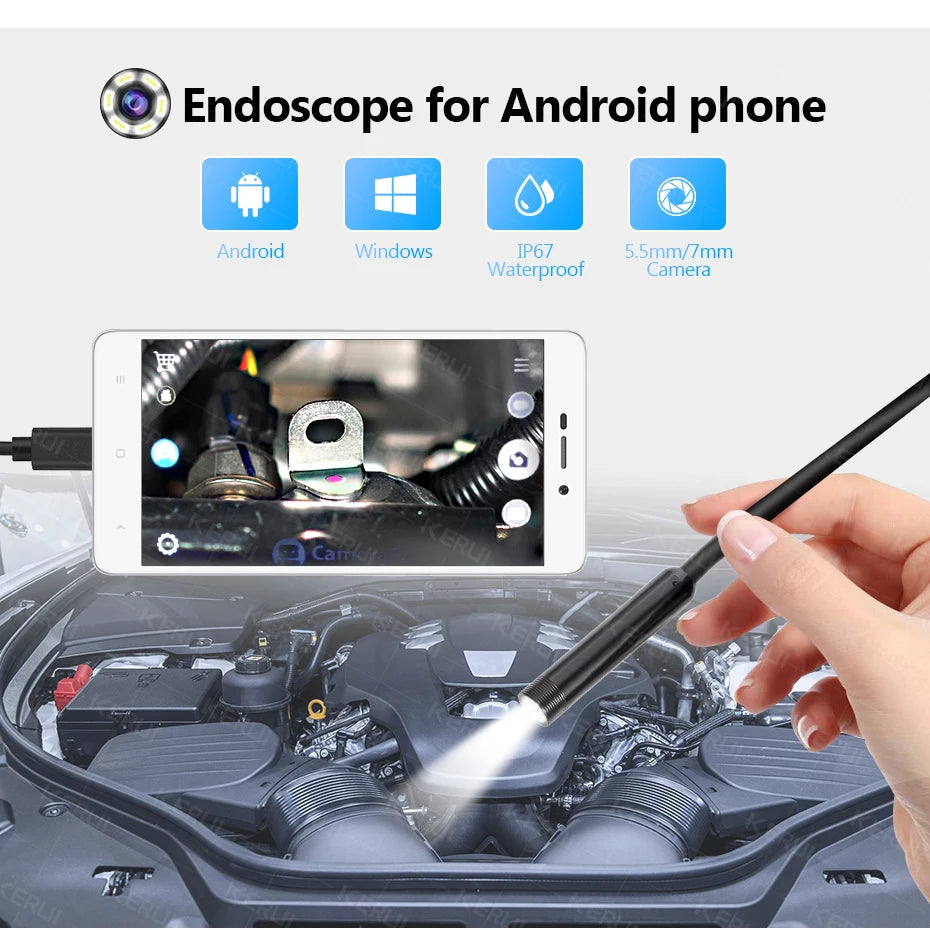 3 in 1 USB Endoscope for OTG Android Phone 7mm Borescope Inspection