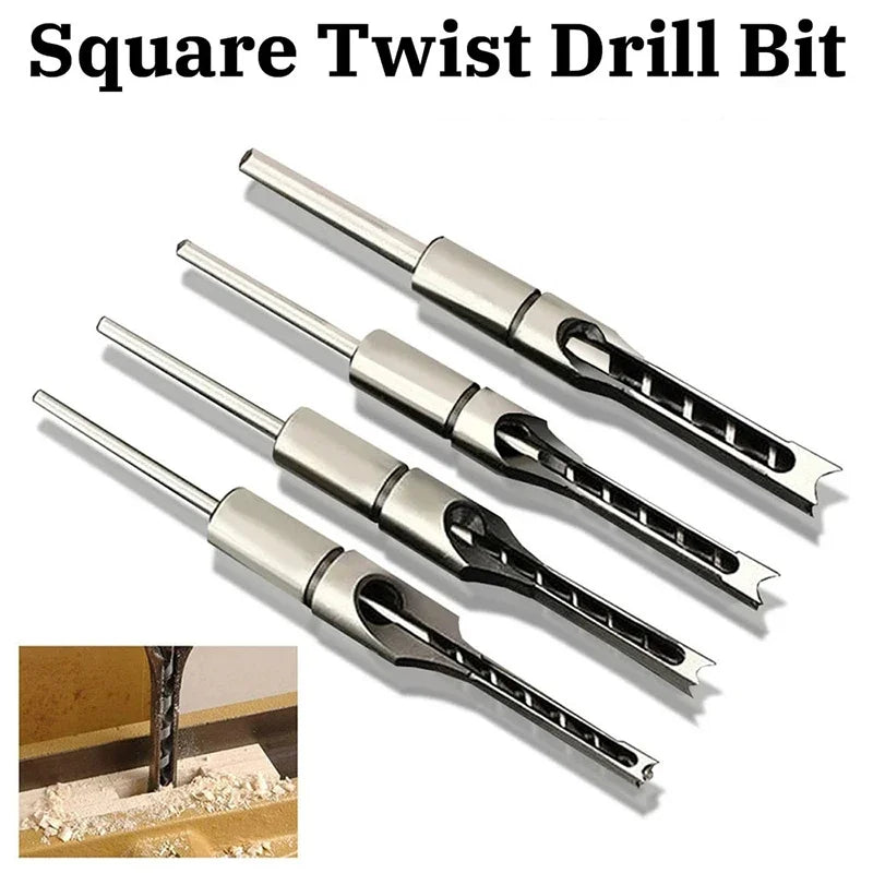 HSS Square Hole Drill Set - Auger Mortising Chisel Bit