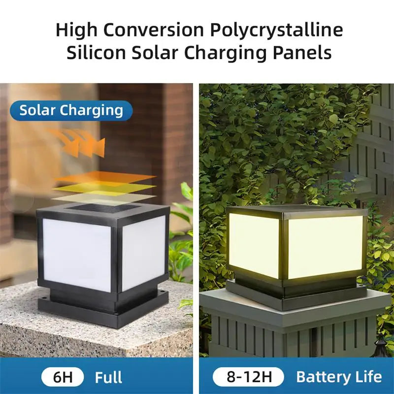 Timed LED Solar Outdoor Light Pillar Solar Lights Waterproof Thick