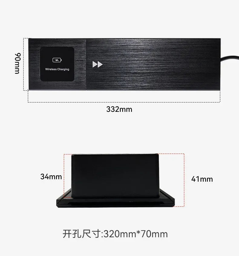 Universal Built-in Table Socket Slide Cover with USB Type-c Recessed