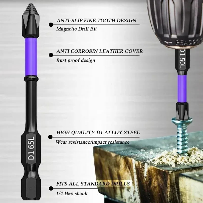 Magnetic Screwdriver Drill Bit Set Non-slip Cross Head Impact Bit
