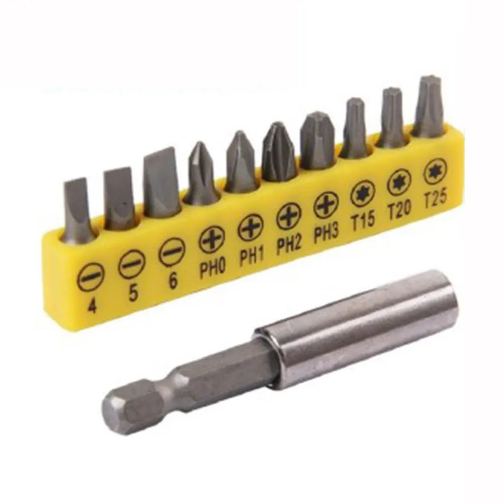 10pc Rubber Strip Cross Screwdriver Head Bit 60mm Conversion Extens...