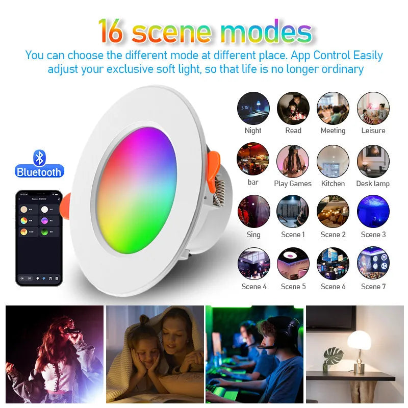 TUYA  LED Downlight Dimmable AC85-265V 10W 15W  Intelligent Graffiti