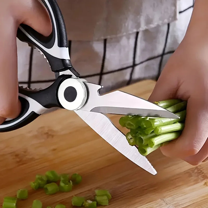 Heavy duty stainless steel kitchen scissors-multifunctional food