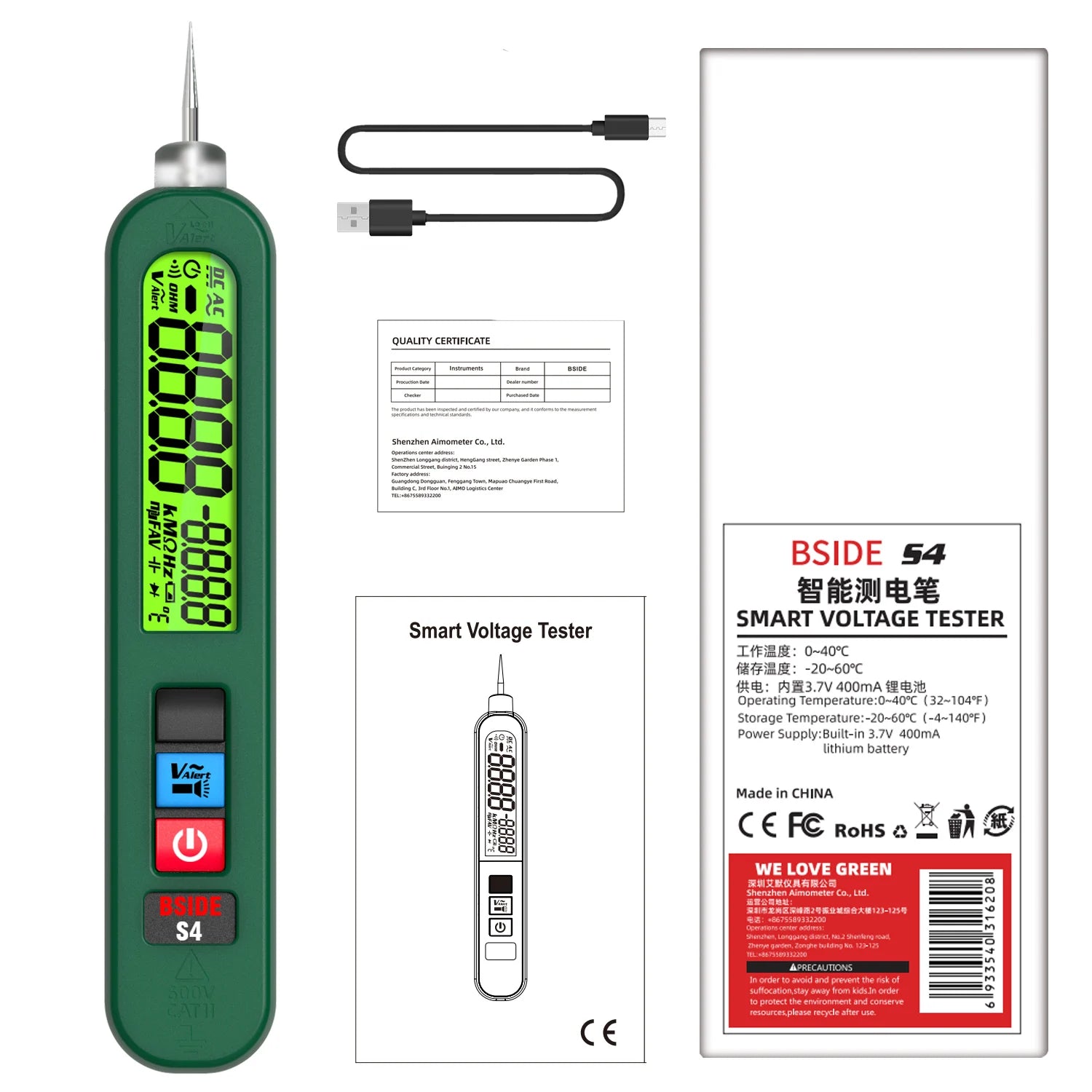 BSIDE Voltage Tester Pen 12V-300V Non-Contact Detection Leakage Live