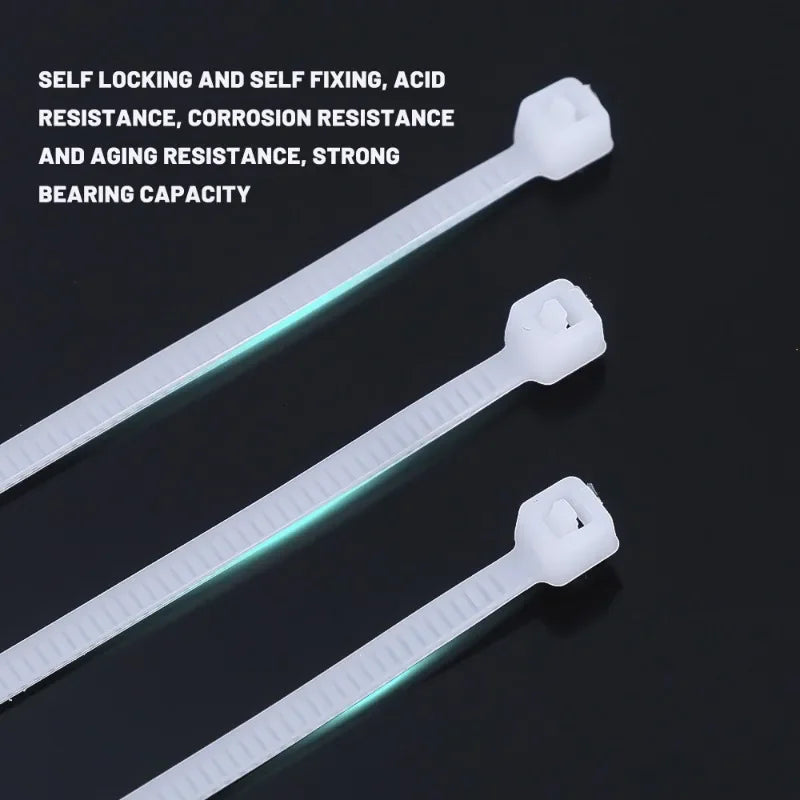 1000/100Pcs Nylon Cable Ties Self-locking Cord Ties Straps Adjustable