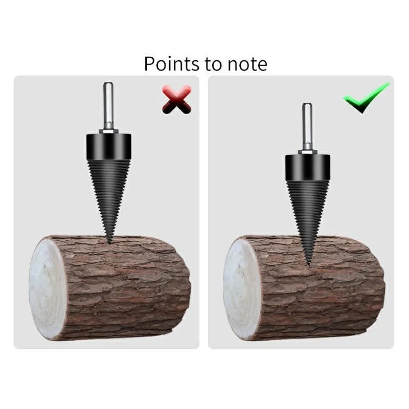 32/42/50MM Firewood Splitter Machine Drill Bit Wood Cone Punch Driver