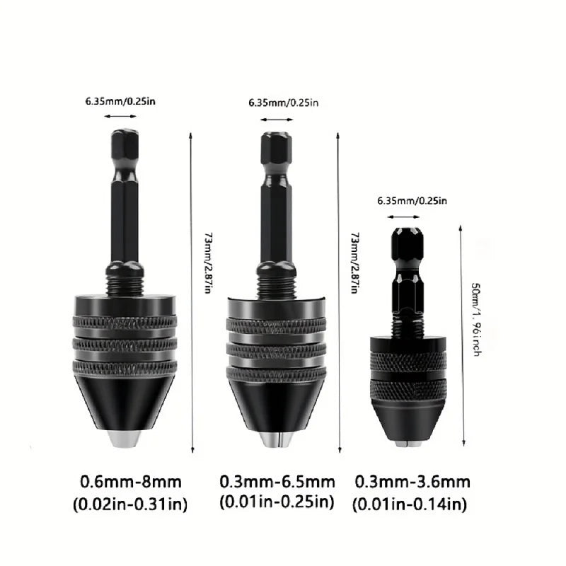 0.3mm-8.0mm Mini Keyless Chuck Electric Drill Bits Collet Converter