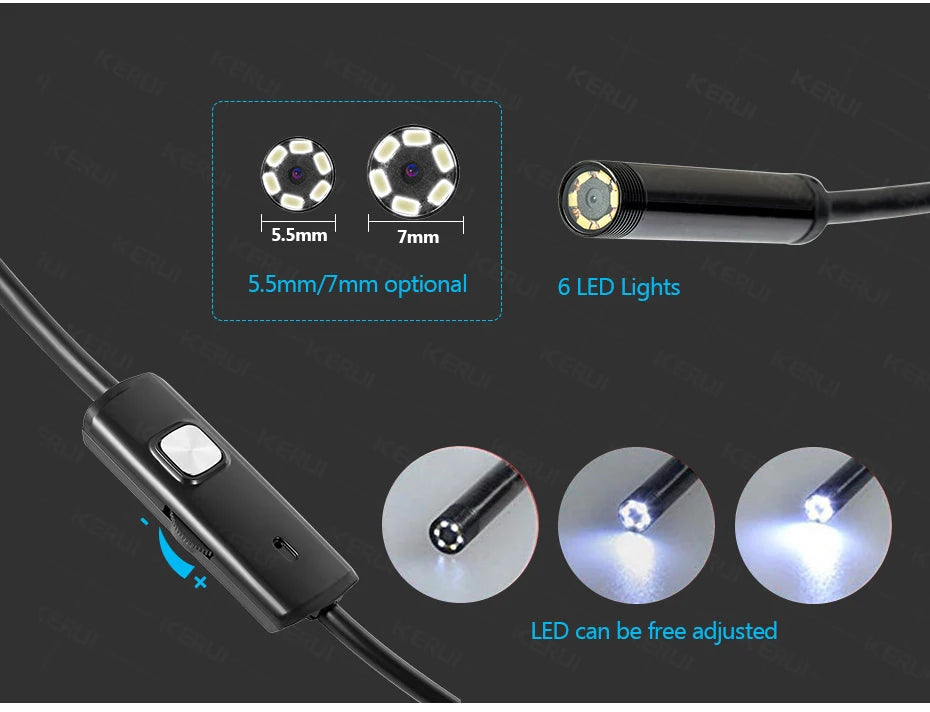 3 in 1 USB Endoscope for OTG Android Phone 7mm Borescope Inspection