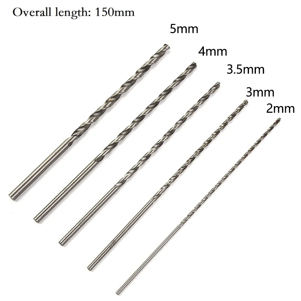 5-Piece Extra Long 150mm HSS Drill Bit Set — 2mm 3mm 3. - View 1