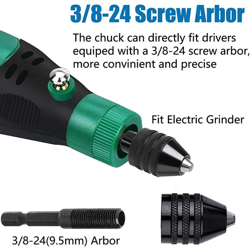 0.3mm-8.0mm Mini Keyless Chuck Electric Drill Bits Collet Converter