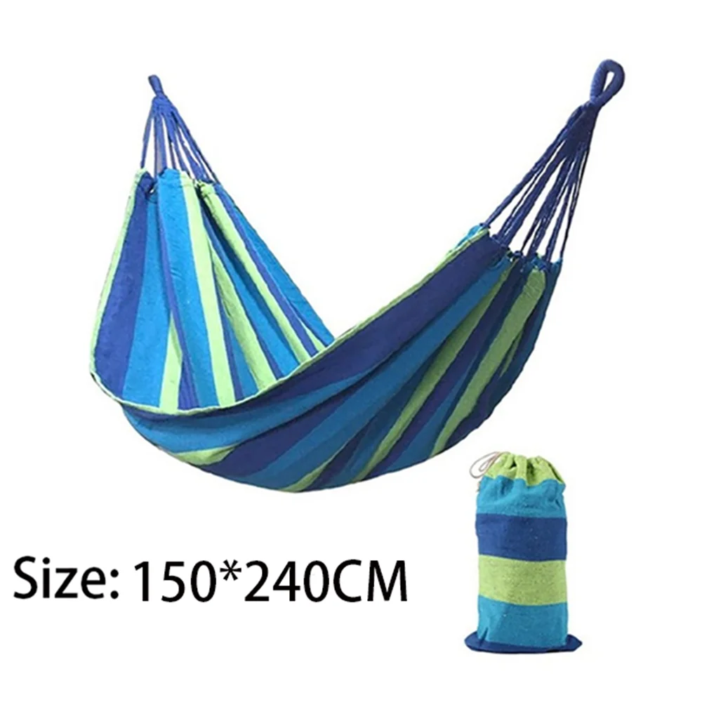 Double Hammock 2-Person Cotton Canvas with Tree Straps – Red/Blue
