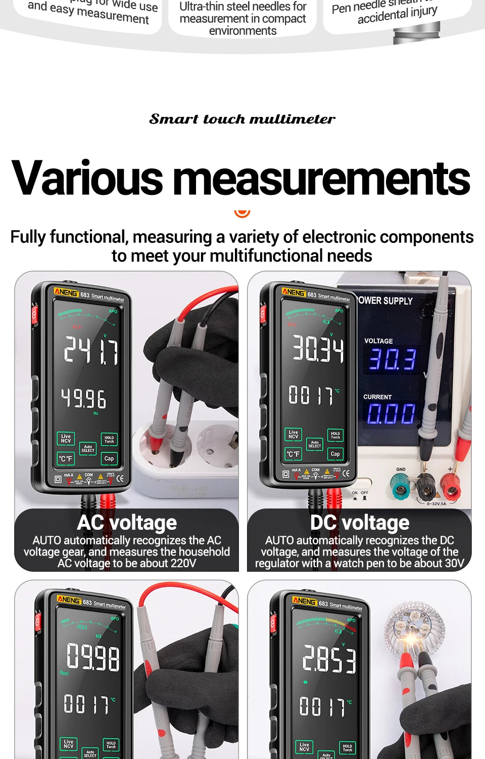 ANENG 683 Smart Multimeter Rechargeable High-end Touch 6000 Counts