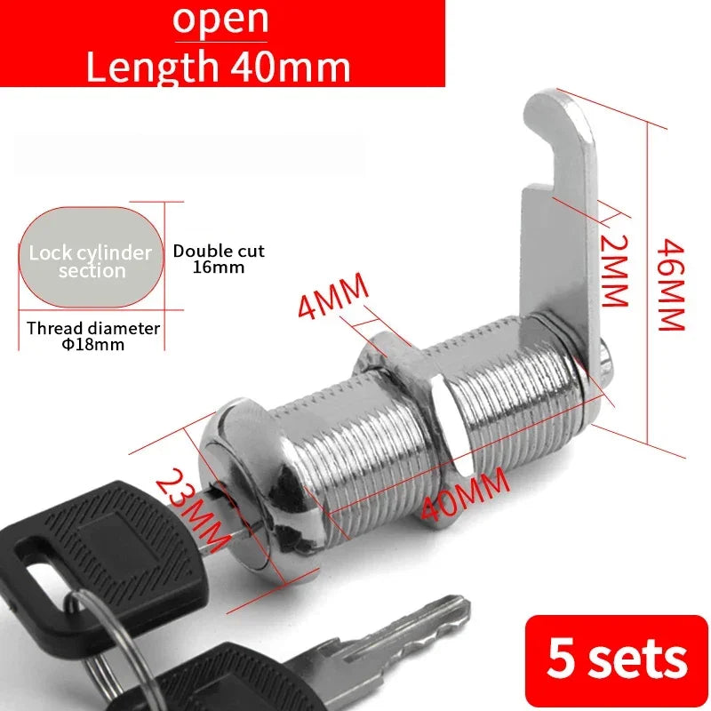 5/20 Sets Security Cam Locks - Metal Alloy Cylinder Cabinet Locker