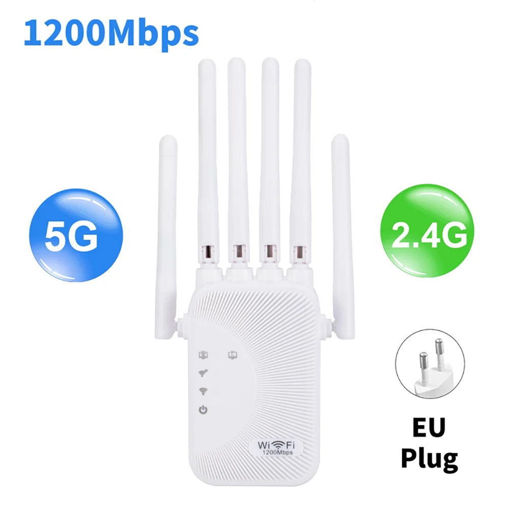 Kebidumei 1200/300Mbps WiFi Repeater Amplifier – 2.4G/5G Range