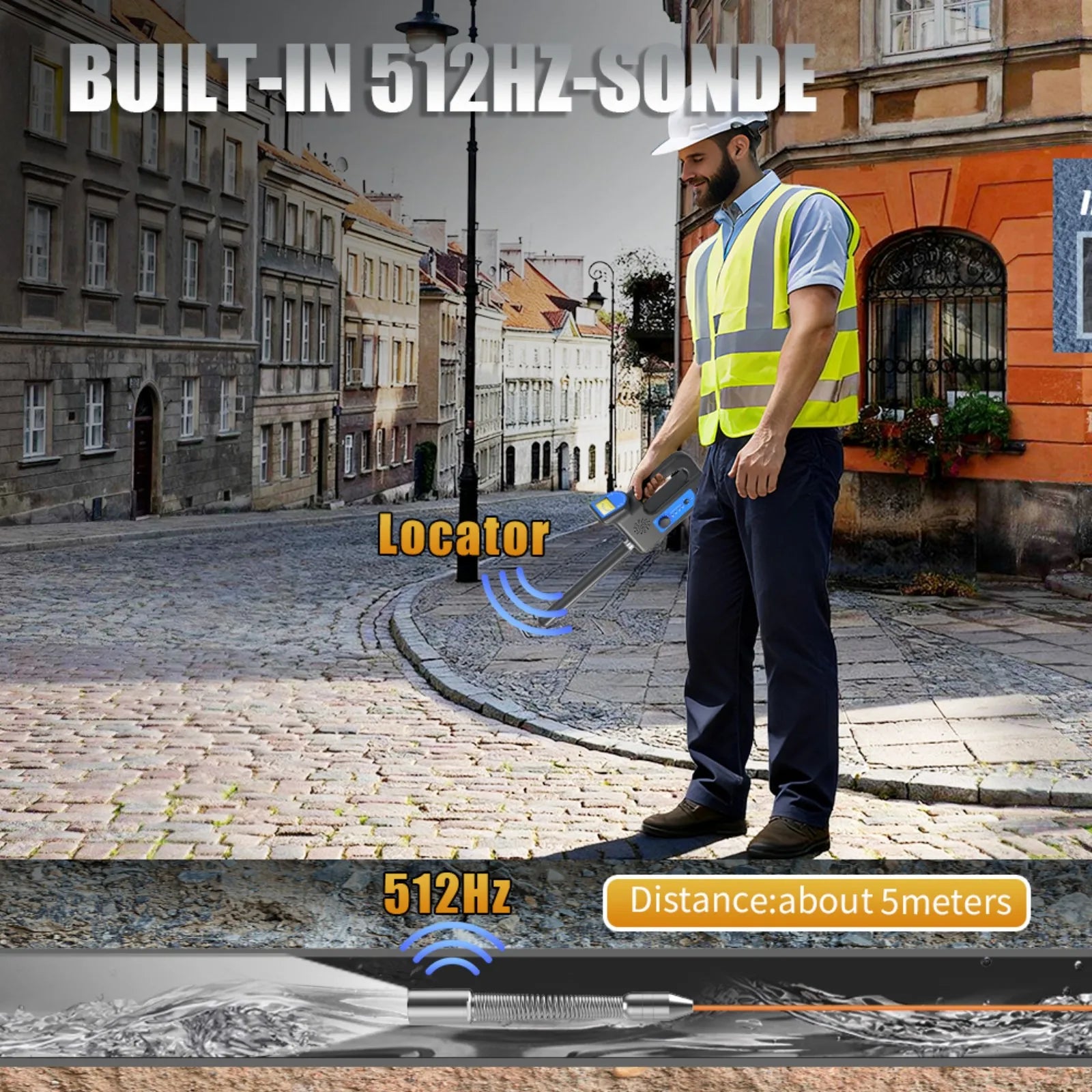 7"Sewer Camera, 512Hz Self-Leveling Sewer Inspection Camera with 20X