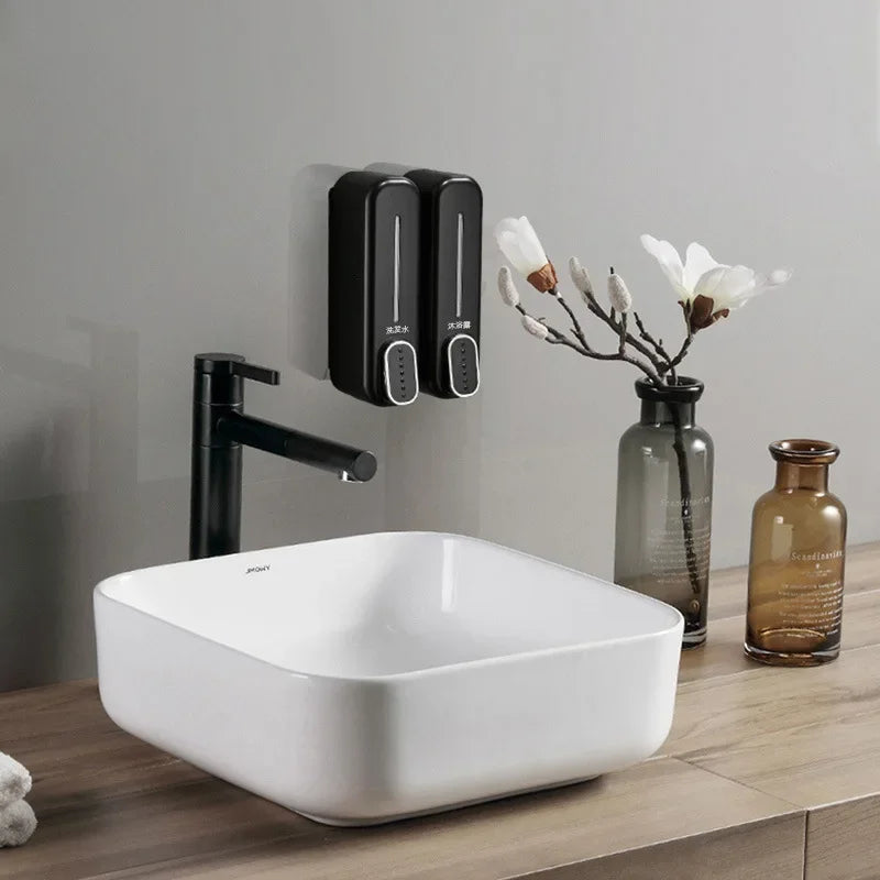 350ml Wall Mount Soap Dispenser Manual Shampoo Shower Gel Dispenser