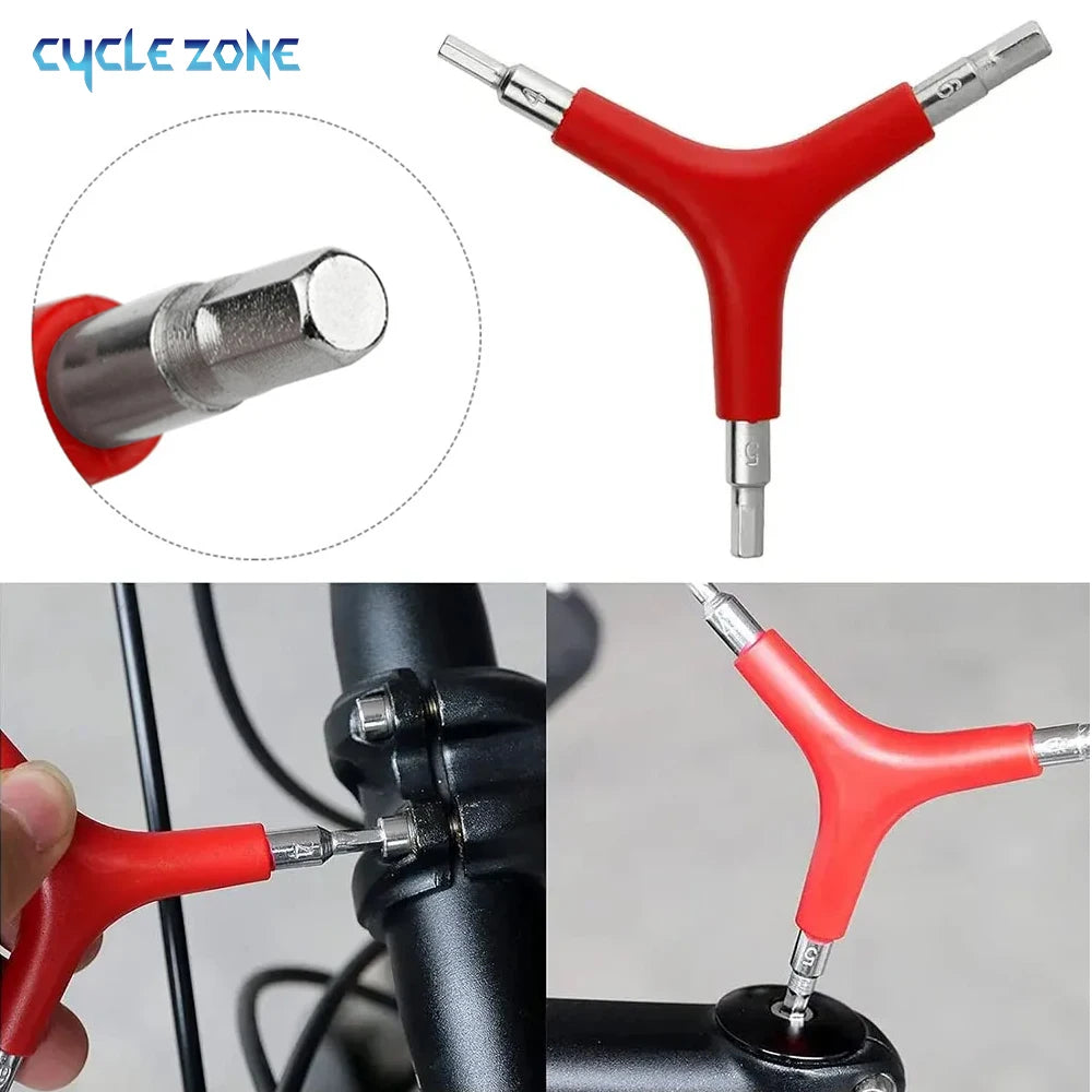 Hex Wrench Y-Type 3 Way 4/5/6mm Spanner Bicycle Repair Tools