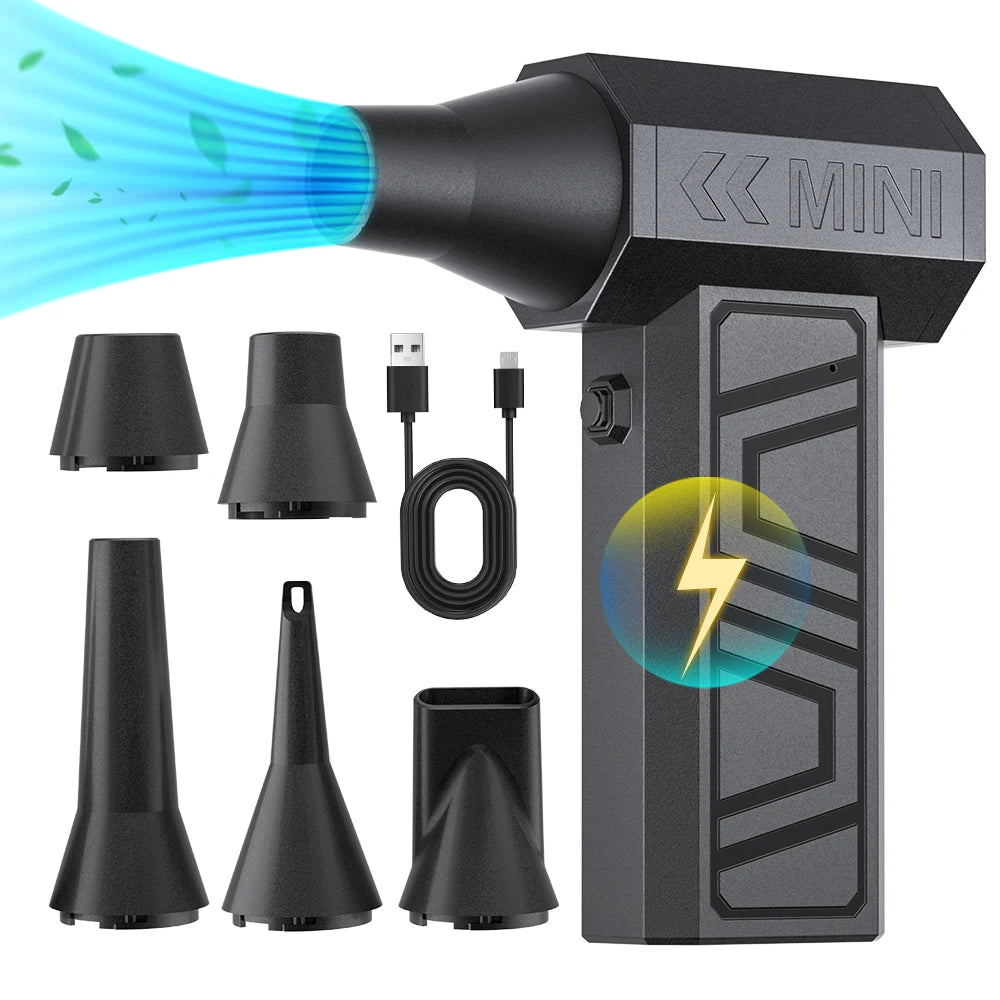 130000RPM Turbo Electric Air Duster – Type-C Rechargeable 5 Nozzles