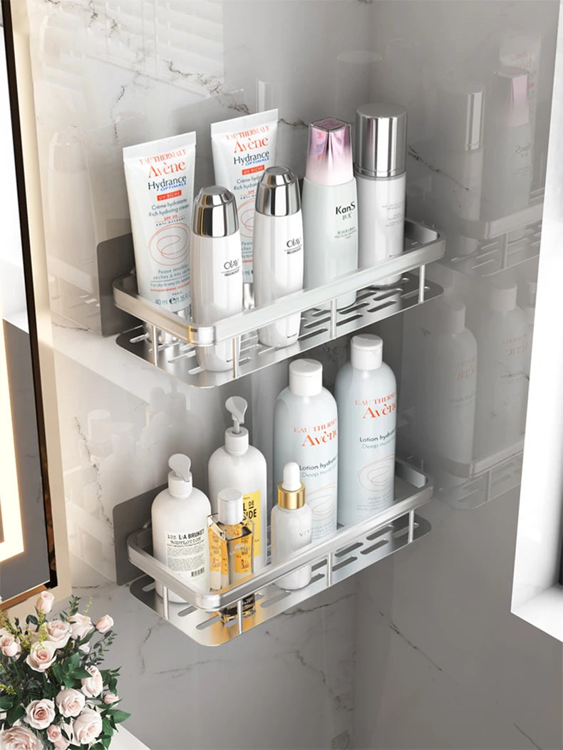 Bathroom No-Nail Shelf Shower Corner Shelf Aluminum Shampoo Shelf
