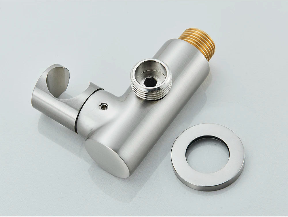 Poiqihy Chrome Shower Head Holder Handheld Shower Spray Bracket Wall