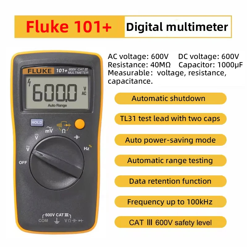 Genuine Fluke 101/101+/101 Kit Digital Multimeter Auto Range CAT III