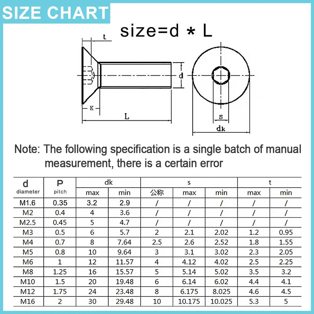 DIN7991 Hexagon Hex Socket Head Flat Countersunk Allen Bolt Screw