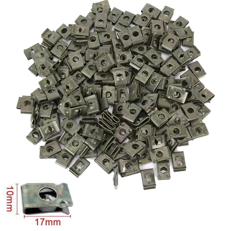 10/200pcs Car Metal Screw Clips Set U-Type Fastener Clip with Screw