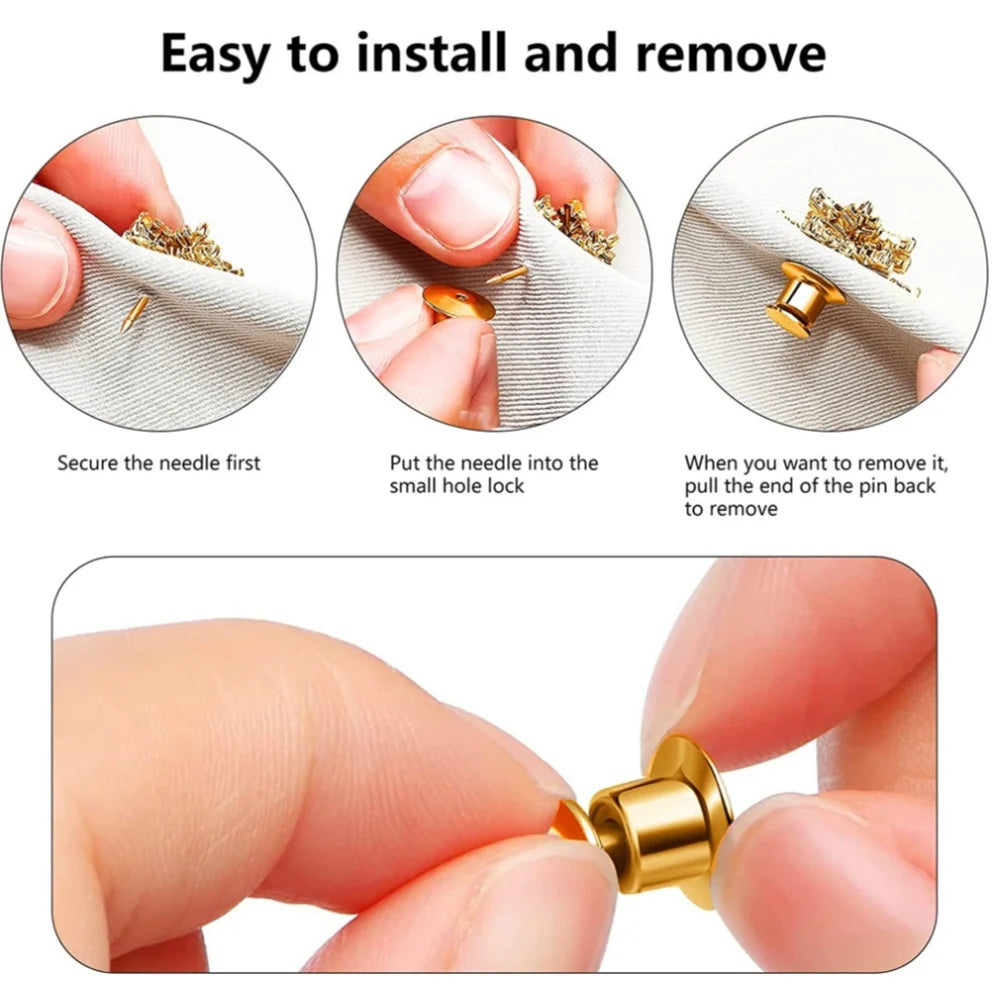 10/30/50 Pieces Locking Pin Backs Metal Pin Backs Locking Pin Keepers