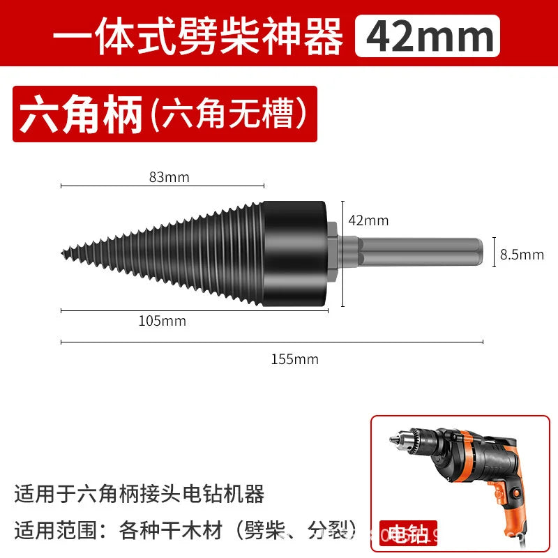 32mm & 42mm Wood Splitting Drill Bit — Firewood Log Splitter Hex &