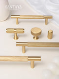 Santaya Solid Brushed Brass Handle Cross Knurled Kitchen Cabinet Pu...