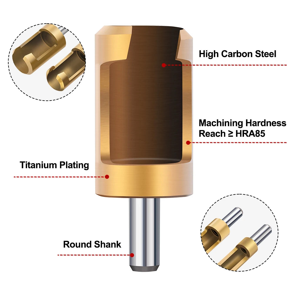 XCAN 4pcs set Barrel Cork Drill Bit Titanium Coated Wood Plug Cutter