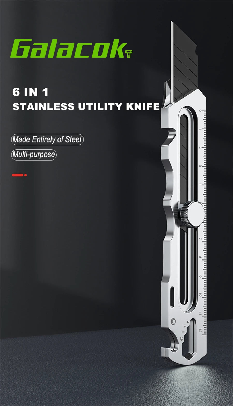Stainless Steel Utility Knife 6 In 1 Multi-Function Opener