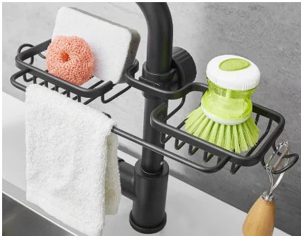 Aluminum Basket Shelf Kitchen Space Sponge Storage Faucet Holder So