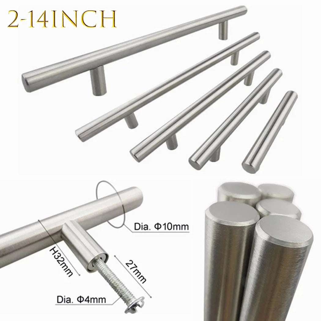 2-14 Inches Handles Stainless Steel Silver T-Type Drawer Cabinet