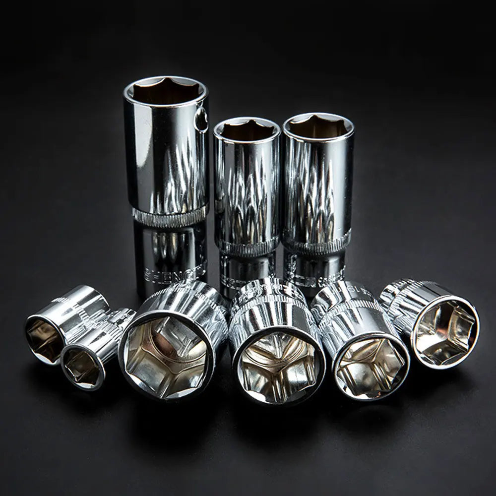 Hex Socket Wrench Head Set 1/4 3/8 1/2 Short Long Socket Deep Nut