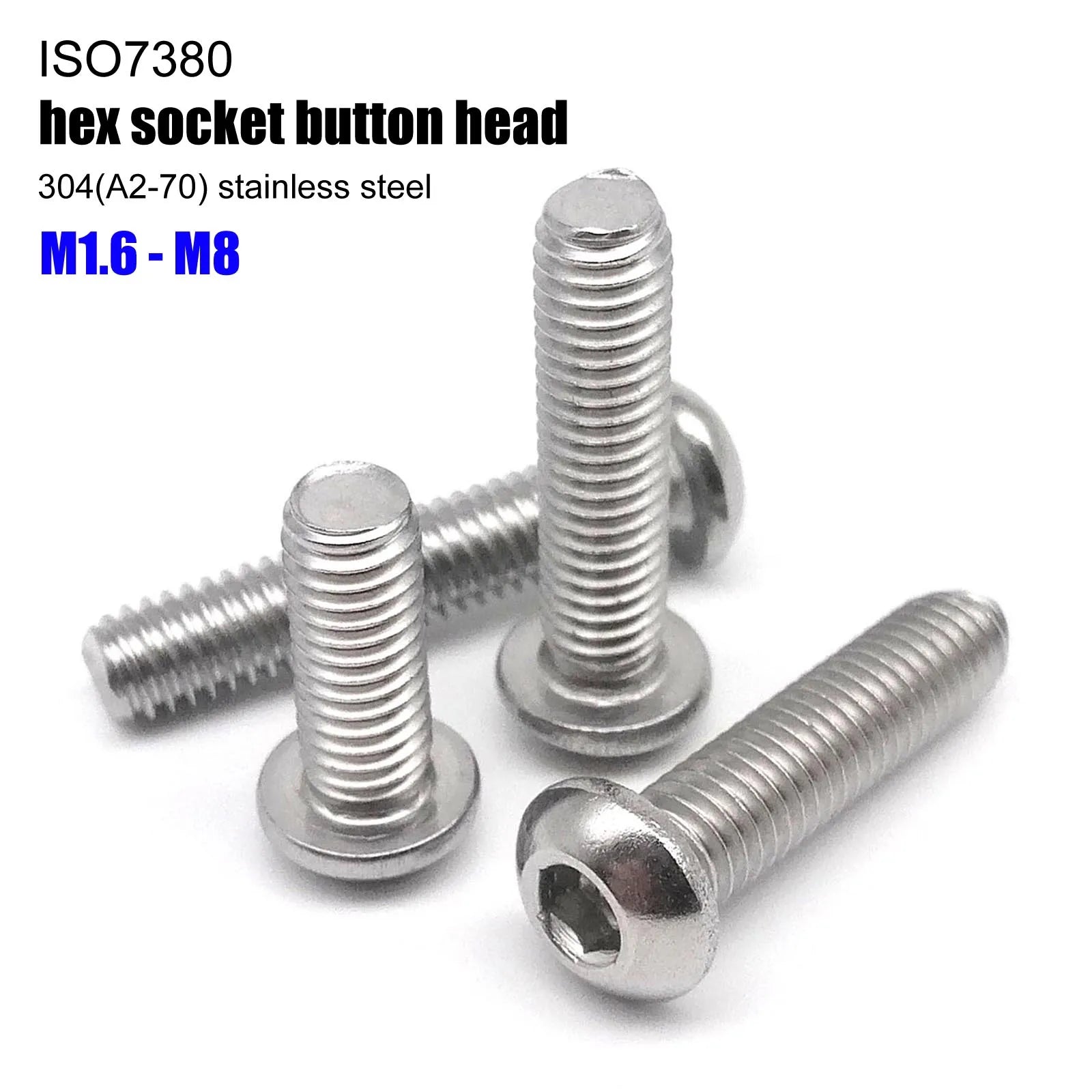 10/50pcs M1.6 M2 M2.5 M3 M4 M5 M6 M8 304 A2-70 Stainless Steel