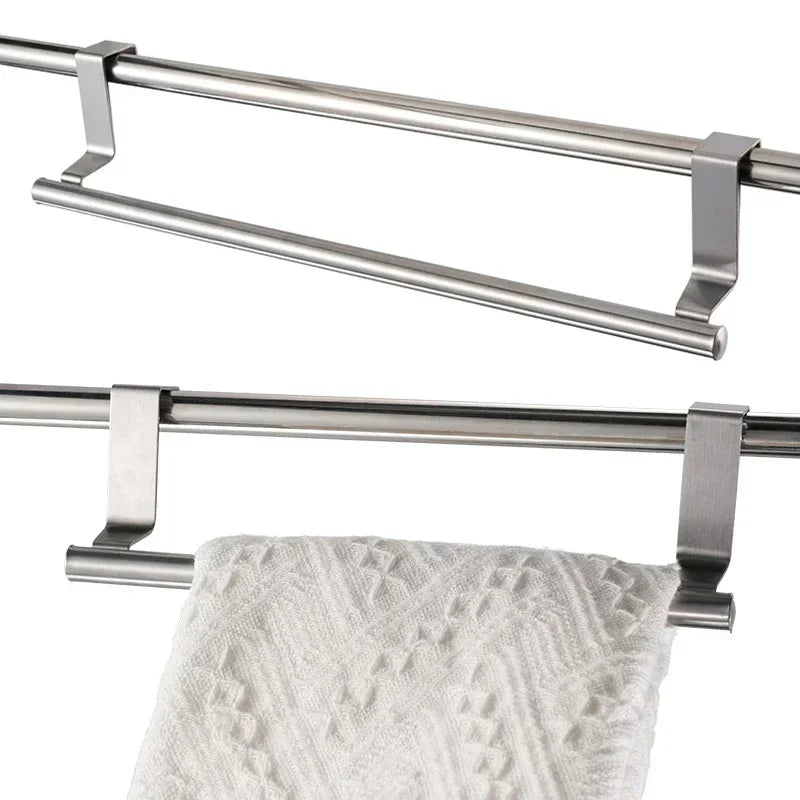 1/2p Towel Rod Steel Metal Wire Over Cabinet Towel Rack Storage