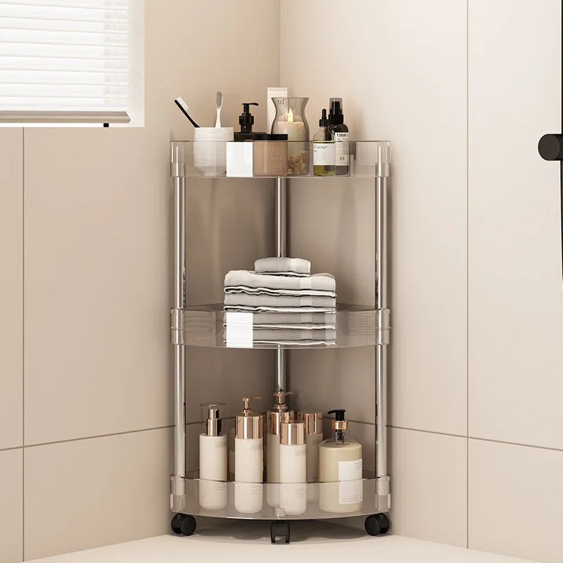 Household Corner Rack With Wheels Stainless Steel Multi-Layer Storage
