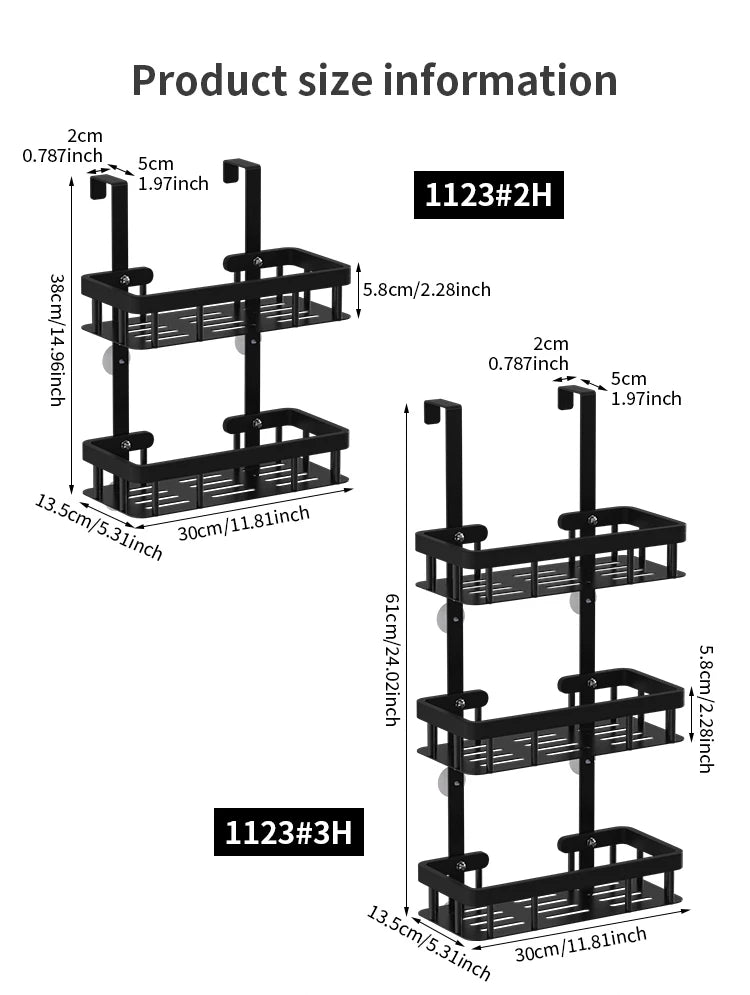 Bathroom wall mounted three-layer storage rack, door mounted rack