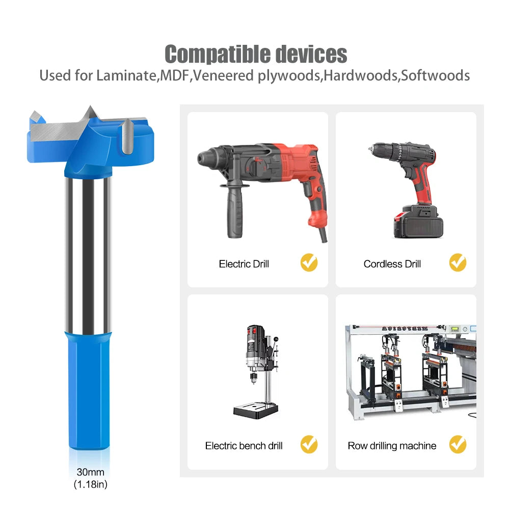 Hex Shank Hinge Boring Drill Bit 16-50mm Hole Saw Cutter Tungsten