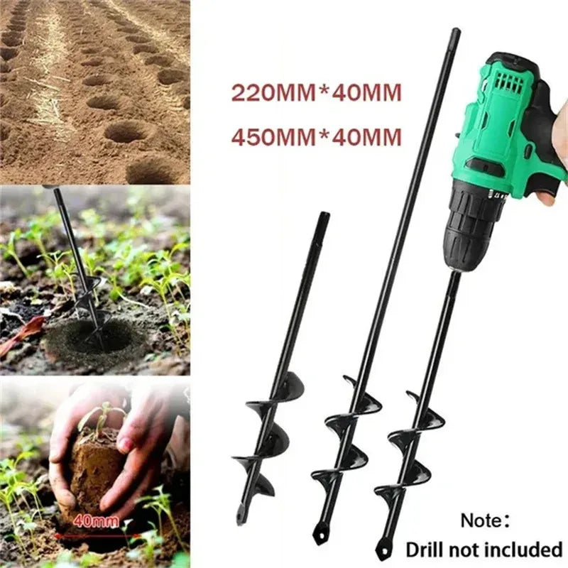 2 Sizes Spiral Garden Drill Bit - Auger Hole Digger Ground Tool