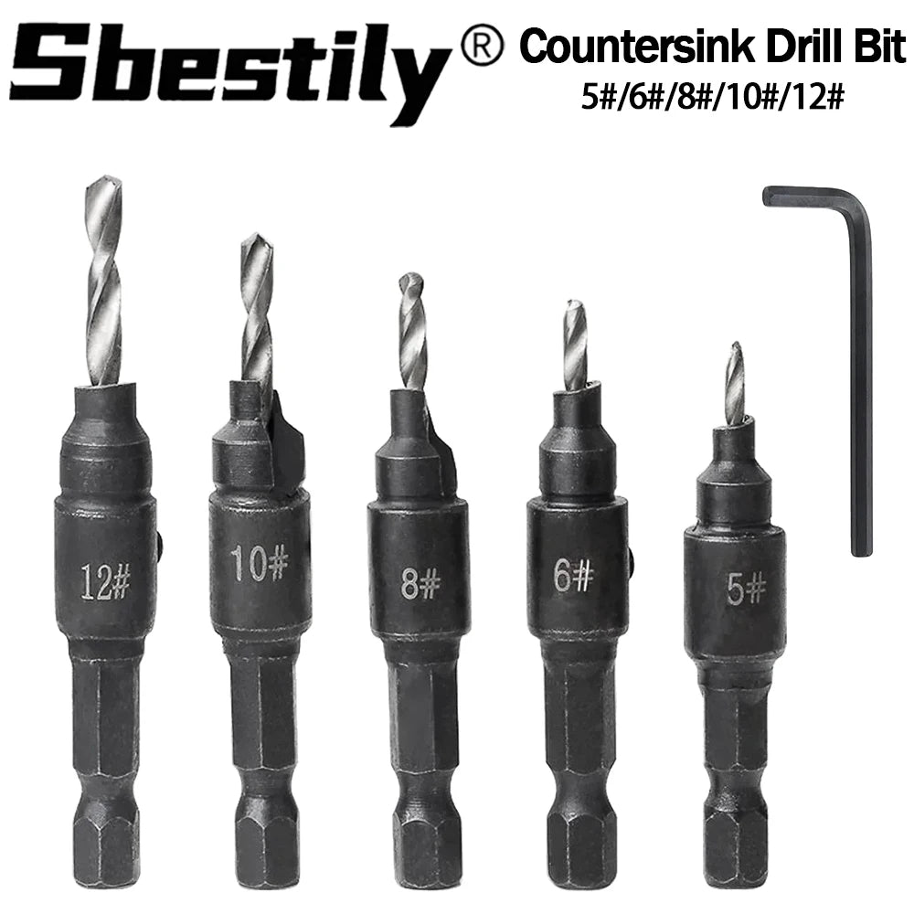 5pcs Countersink Drill Bit Set Woodworking Countersink Bit with