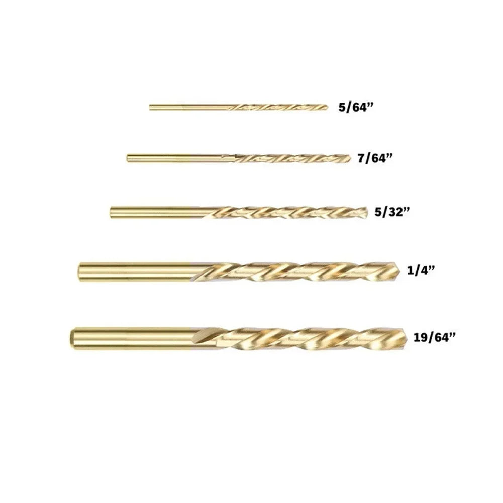 5Pcs Twist Drill Bit Left Hand Drill Straight Shank HSS 3.2-8.7mm