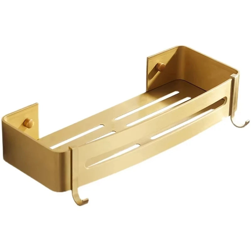 Corner Shelf Wall Mounted Bathroom Shelf Brushed Gold Aluminum Bath