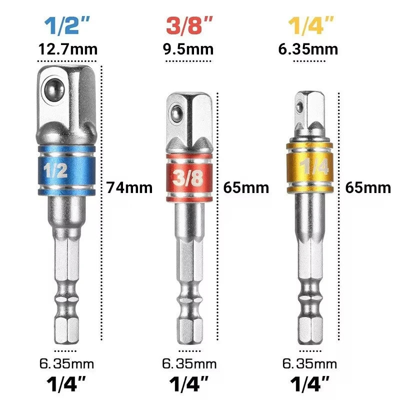 3PC Color Hexagon Screw Screwdriver Changeover Extension Square Head