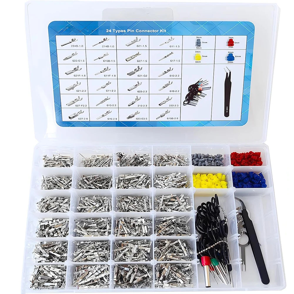 1200-Piece Car Connector Pin Kit – 1–3.5mm Wire Crimp Terminals