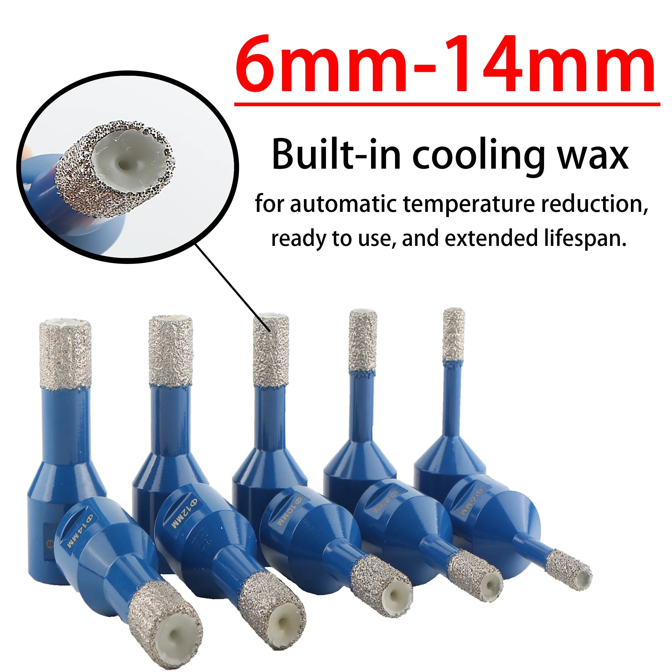 M14 Thread Vacuum Brazed Dry Diamond Drilling Core Bit 6-120mm For